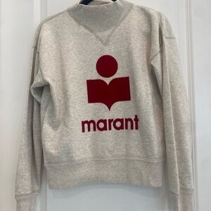 Isabel Marant Grey Sweatshirt with Red Emblem